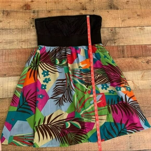 Jonathan Martin women’s sleeveless tube top mini sun dress floral Hawaiian print - Picture 3 of 7